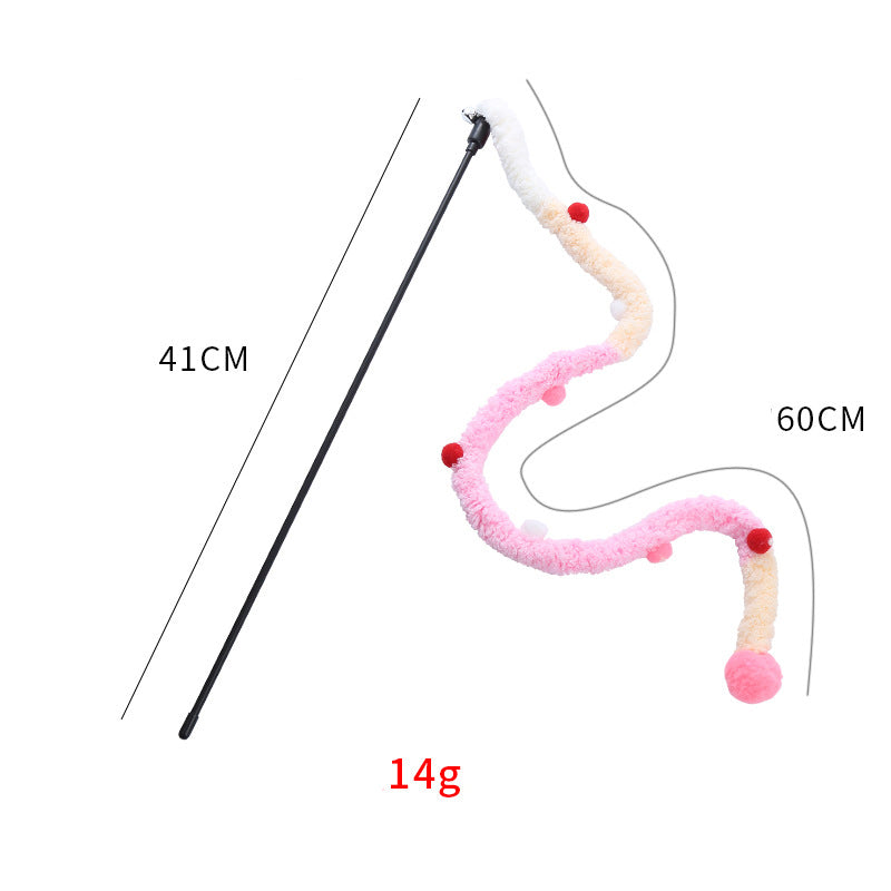 Interactive Plush Strip Cat Wand — Colorful Teaser Toy for Exercise & Play