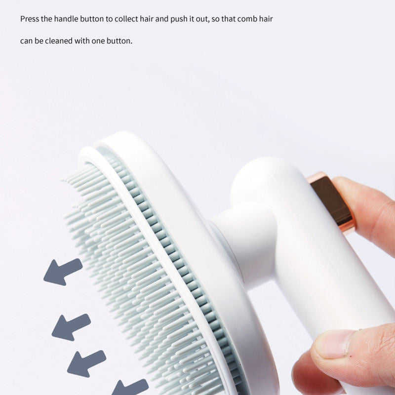 Self‑Cleaning Pet Hair Comb — Gentle Grooming Brush for Dogs & Cats, Removes Loose & Floating Fur