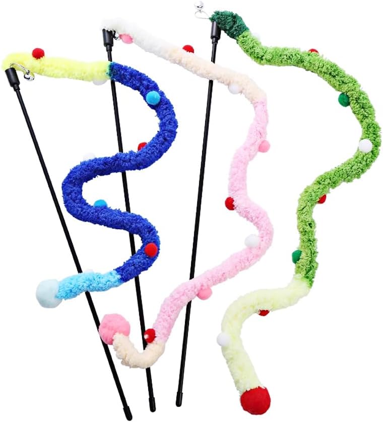 Interactive Plush Strip Cat Wand — Colorful Teaser Toy for Exercise & Play