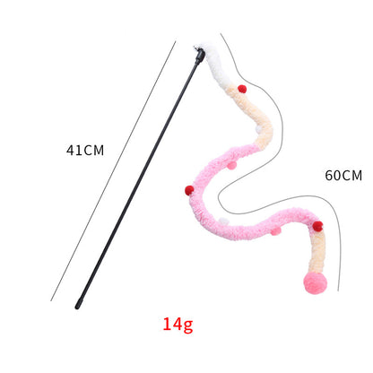 Interactive Plush Strip Cat Wand — Colorful Teaser Toy for Exercise & Play