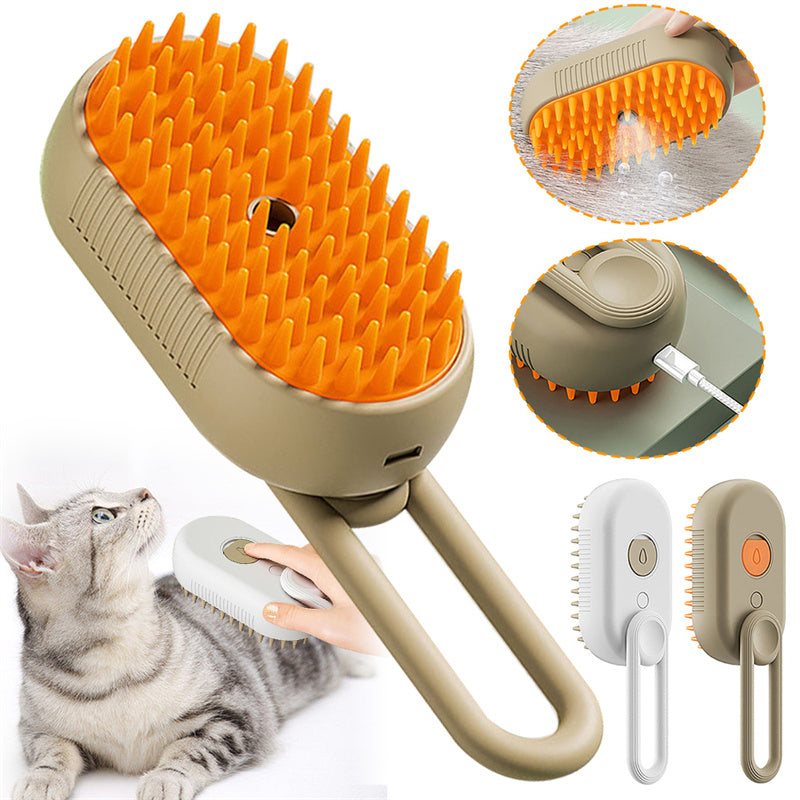 3‑in‑1 Steam Brush for Cats & Dogs — Groom, Massage & De‑shed Pet Grooming Comb
