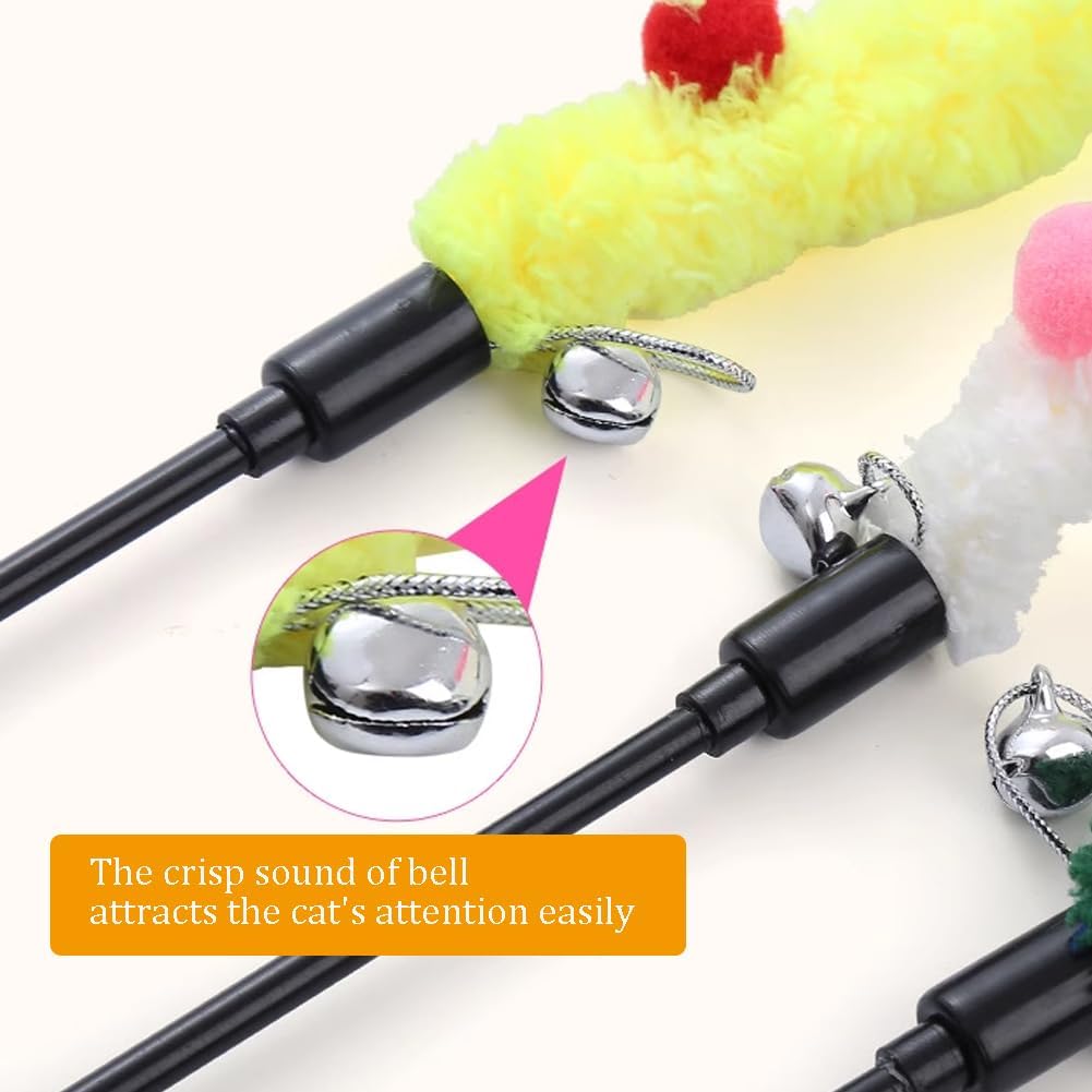 Interactive Plush Strip Cat Wand — Colorful Teaser Toy for Exercise & Play