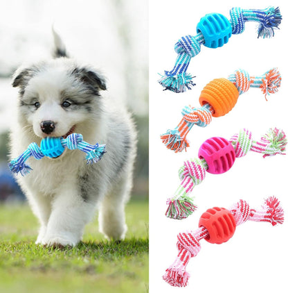 Durable Dog Chew Toy with Rope — Soft, Safe, Teeth‑Cleaning Molar Toy for Puppies & Small–Medium Dogs
