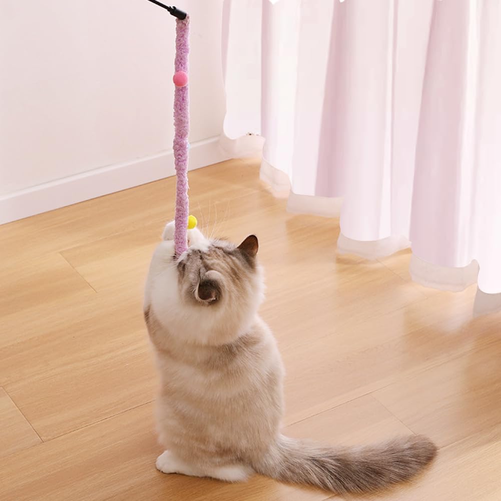 Interactive Plush Strip Cat Wand — Colorful Teaser Toy for Exercise & Play
