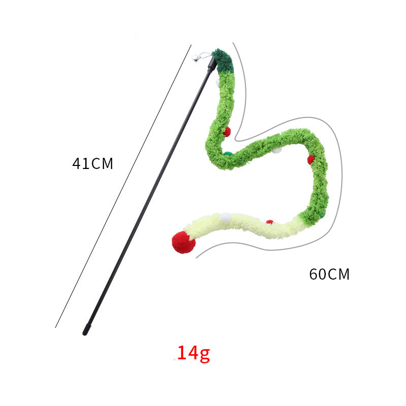 Interactive Plush Strip Cat Wand — Colorful Teaser Toy for Exercise & Play