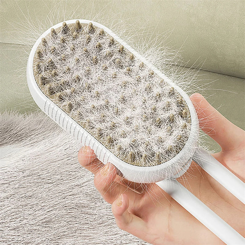 3‑in‑1 Steam Brush for Cats & Dogs — Groom, Massage & De‑shed Pet Grooming Comb