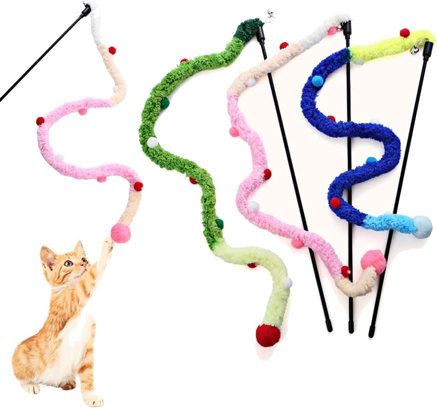 Interactive Plush Strip Cat Wand — Colorful Teaser Toy for Exercise & Play