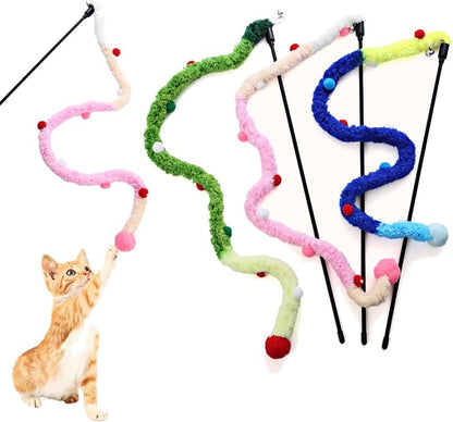 Interactive Plush Strip Cat Wand — Colorful Teaser Toy for Exercise & Play